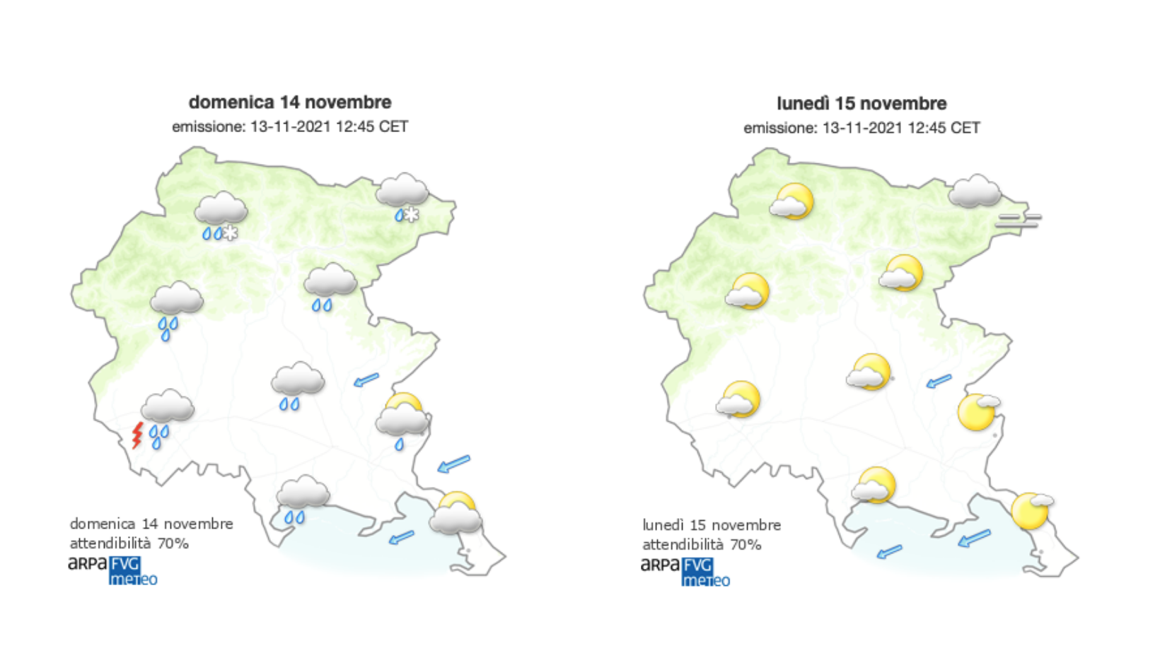 Immagine per Meteo, la depressione porta maltempo sul Fvg con piogge e vento